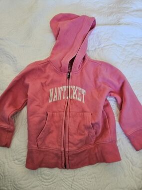 Kids Pink Nantucket Zip-Up Hoodie with Hood